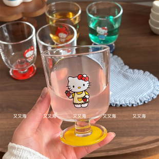 【又又海】可爱卡通Kitty高脚玻璃咖啡杯牛奶杯饮料杯啤酒杯水杯