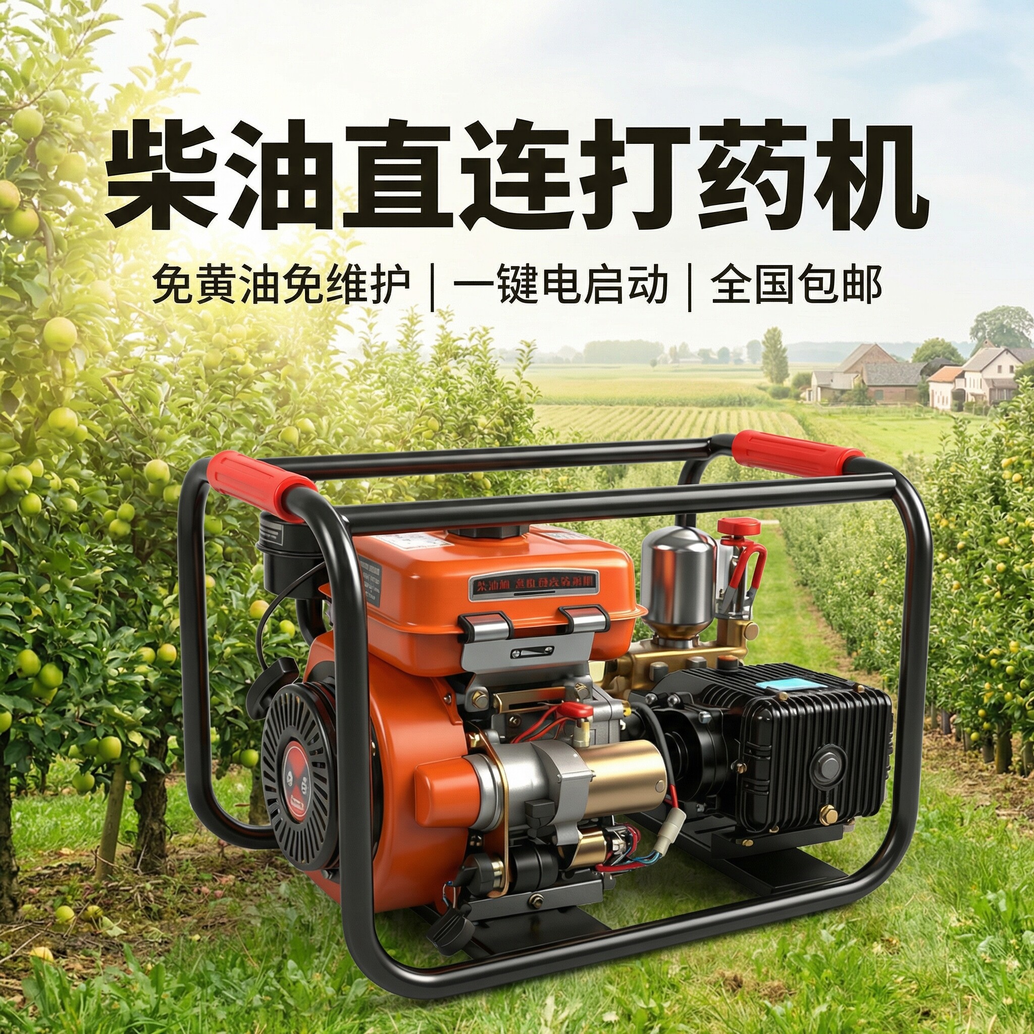 新式柴油打药机农用高压直连一体喷雾器电启动农田果园喷药全自动