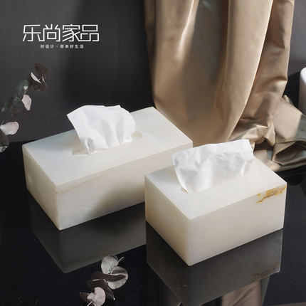 天然大理石纸巾盒售楼处软装轻奢客厅酒店样板间抽纸盒高端纸巾盒