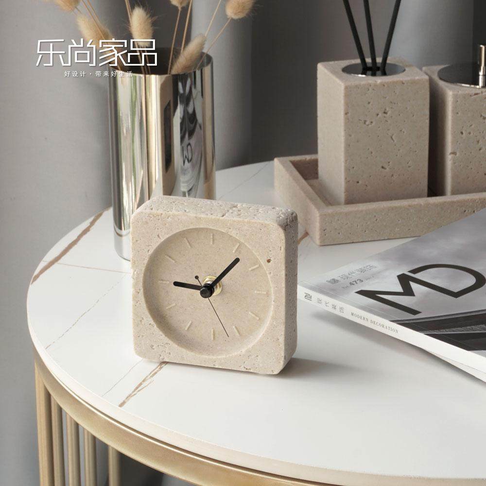 原创设计砂岩洞石静音台钟卧室北欧个性创意样板间简约现代时钟,家居饰品,台钟/闹钟,淘宝优惠券,粉丝福利购,淘宝优惠卷