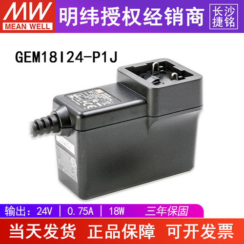 台湾明纬GEM18I24-P1J电源适配器18W24V0.75A高效医疗型 不含插头