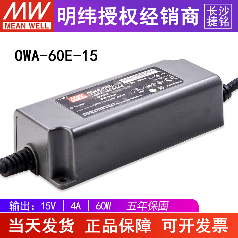 台湾明纬OWA-60E-15防潮外置式电源适配器60W 15V 4A欧规