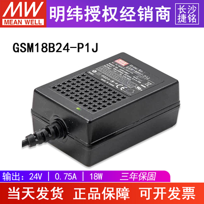 台湾明纬GSM18B24-P1J医疗级电源适配器  24V0.75A输出