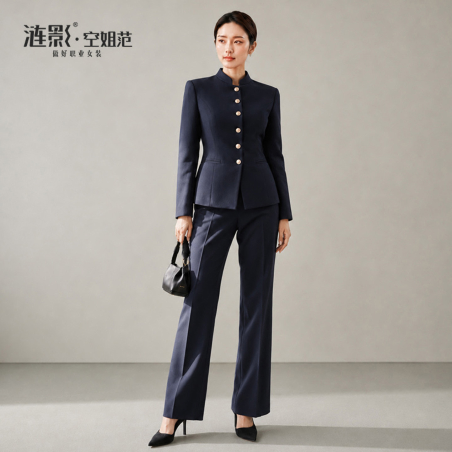 空姐范立领西装套装女职业装商务正装空姐制服酒店前台工作服
