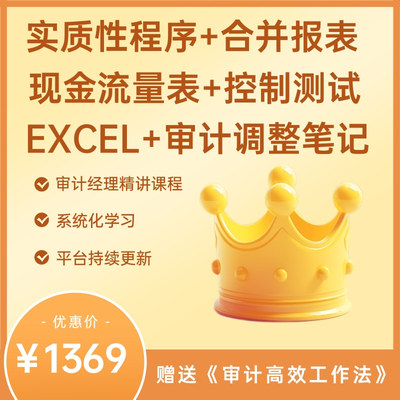 实质性程序+合并报表+现金流+控制测试+审调笔记+Excel