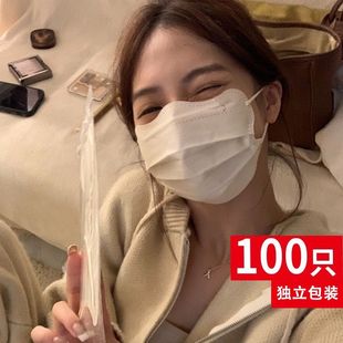 蝴蝶形口罩护眼角高颜值三层显脸小美颜v型波浪形马卡龙独立包装