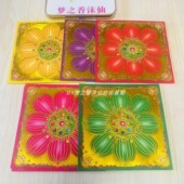 新正方形烫金五色琉璃花折小莲花剪花尺寸19 40张