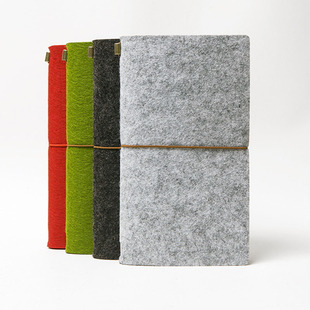 复古简约 毛毡定页学生文艺手帐本外壳 绑带小本本旅行游记记事本