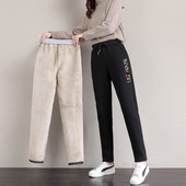 显瘦百搭羊羔绒加厚外穿棉裤 直筒休闲运动裤 子女外穿秋冬季 加绒裤