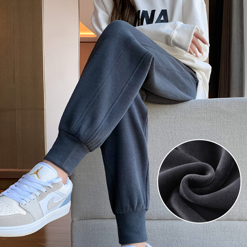 加绒运动裤女秋冬2023新款休闲裤子宽松束脚显瘦加厚外穿哈伦卫裤,女装/女士精品,休闲裤,淘宝优惠券,粉丝福利购,淘宝优惠卷
