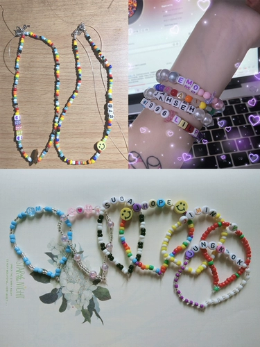 Акриловые бусины с буквами, ручка, браслет из бисера, ожерелье, аксессуар, набор материалов, английские буквы, «сделай сам»