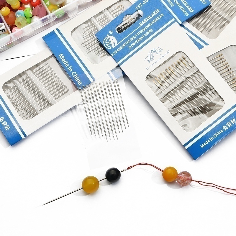 串珠针盲人免穿针钢针手缝针侧挂针diy手工制作手串项链材料配件