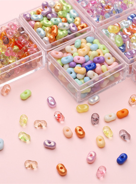 6x4mm亚克力喷漆磨砂染芯花生珠DIY手工串珠手链项链饰品配件散珠