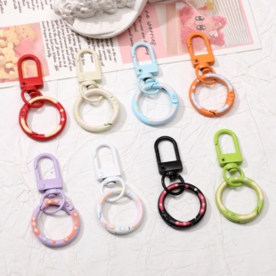 彩色多巴胺甜甜圈钥匙扣金属弹簧扣DIY配件材料包包挂件玩偶挂饰