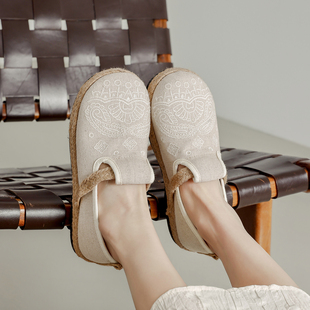 国风老北京布鞋女平底一脚蹬软底休闲百搭夏季透气舒适通勤单鞋春