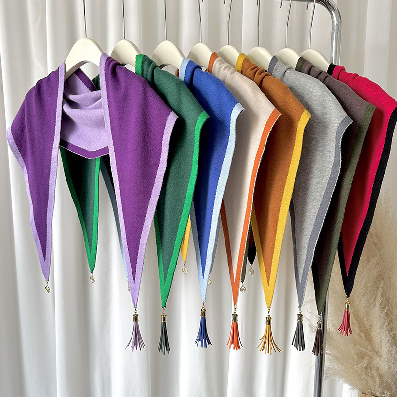 秋冬季时尚百搭多功能护颈围巾披肩女双面柔软亲肤保暖气质小丝巾