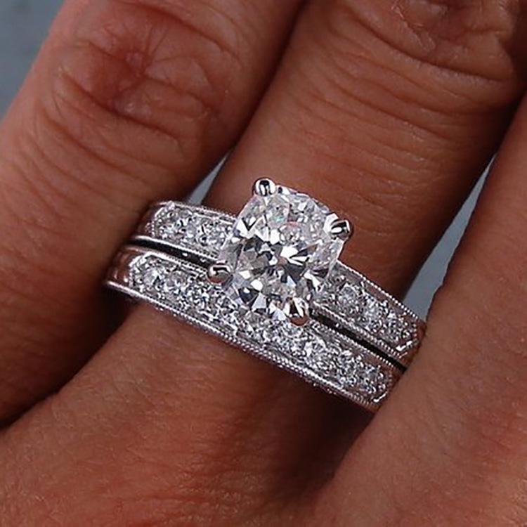 华杰 欧美跨境爆款925银白色锆石戒指 精美的女性节日戒指直销