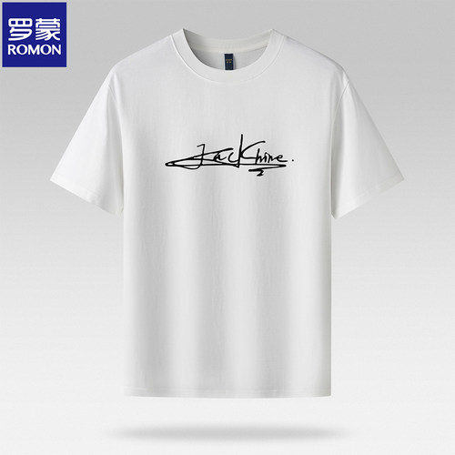 罗蒙印花简约艺术文字短袖t恤