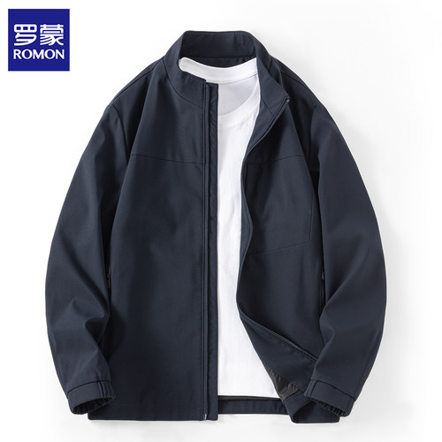 罗蒙拉链口袋隐形拉链立领夹克