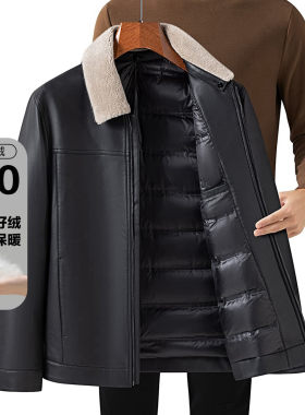 罗蒙纯羊毛毛领加厚皮衣羽绒服