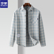 工装 口袋长袖 衬衫 罗蒙磨毛格子保暖男士 春秋外套外穿贴布寸衫 衬衣