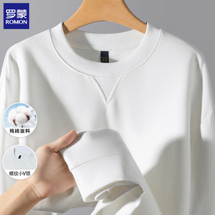 加厚长袖 纯色简约运动三本针圆领男士 外套 新款 罗蒙纯棉卫衣秋冬装