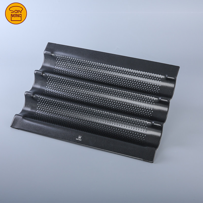 三能家用不沾3槽法棍烤盘 迷你法式长条长棍小面包烘焙模具SN1597