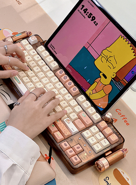KeysMe 焦糖拿铁无线蓝牙三模客制化机械键盘电竞办公Gasket结构