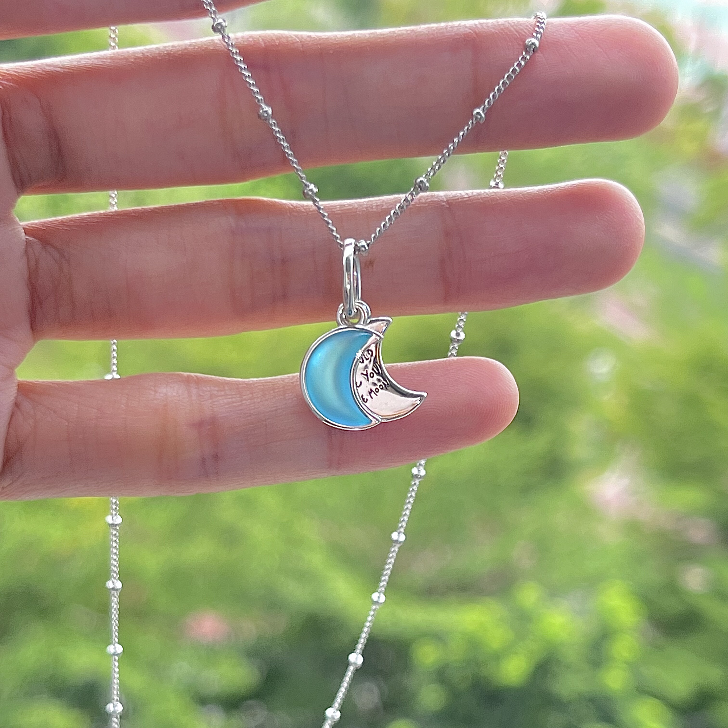 双月牙幻彩项链 休闲仙系百搭锁骨链 刻字浪漫吊坠颈链女