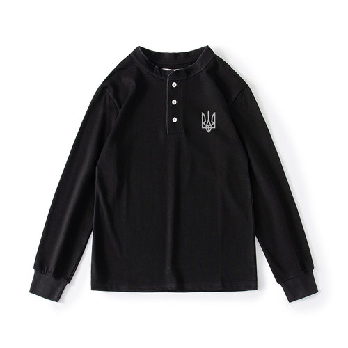 重磅美式复古亨利领衫纯色军迷U17乌克兰Ukraine长袖T恤衫打底衫