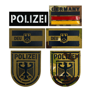 反光德国DEU POLIZEI国旗魔术贴徽章服装配饰补丁臂章 外贸跨境