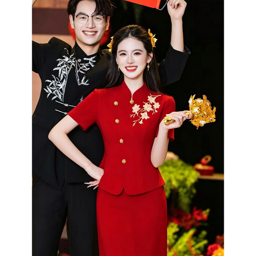 红色敬酒服新娘旗袍高端轻奢小众