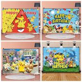 皮卡丘主题生日海报定制神奇宝贝口袋妖怪男孩周岁派对布置装 饰