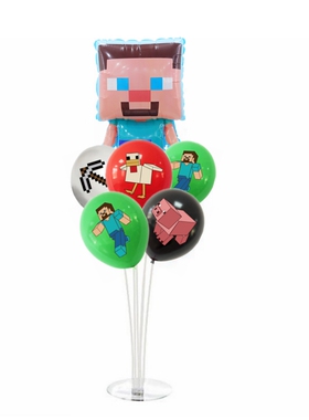 迷你世界我的世界主题史蒂夫男孩周岁生日派对布置装饰桌飘气球