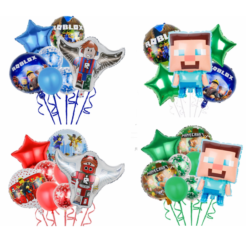 roblox罗布乐思迷你世界气球我的世界史蒂夫组合乐高生日铝膜气球