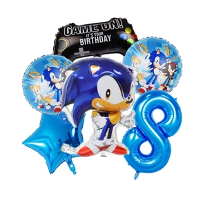铝膜气球蓝色数字气球 刺猬索尼克造型音速小子Sonic生日派对套装