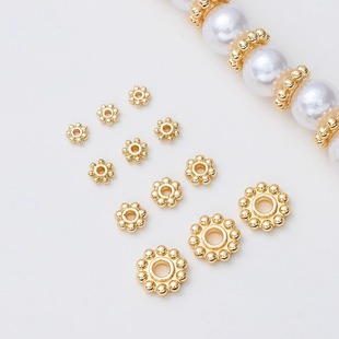 14K包金保色雪花片小花隔珠片手工串珠配件diy手作首饰品材料配件