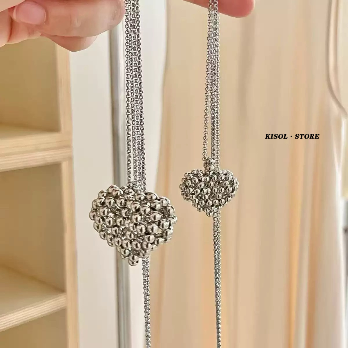 「韩系博主」韩系ins爱心葡萄串吊坠项链轻奢小众简约长款毛衣链