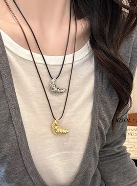 KISOL韩国博主同款牛角包毛衣链~