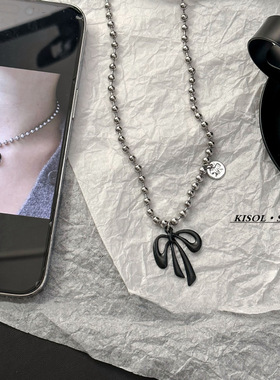 KISOL精致辣妹蝴蝶结串珠颈链女~