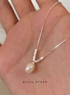 KISOL韩系冷淡风碎银子珍珠颈链~