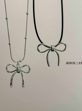 「浪漫不渝」韩系ins小众设计简约蝴蝶结项链女高级感钛钢锁骨链~