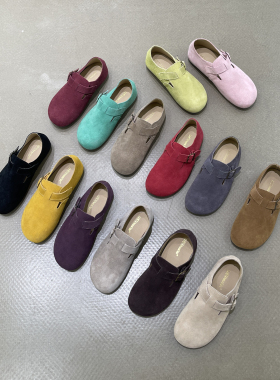 【CHICGIRL】真皮软底全包松果勃肯鞋女时尚休闲平底单鞋保暖棉鞋