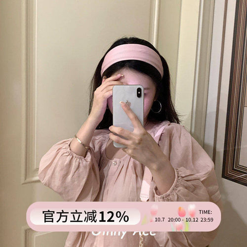 艺术生发箍~韩国粉色针织宽边