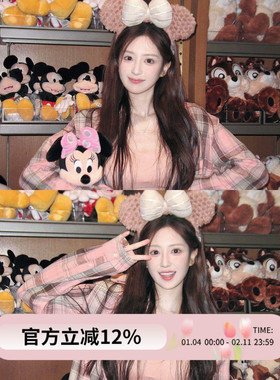 迪士尼雪莉玫发箍女可爱达菲熊蝴蝶结毛绒头箍游乐园拍照发卡头饰