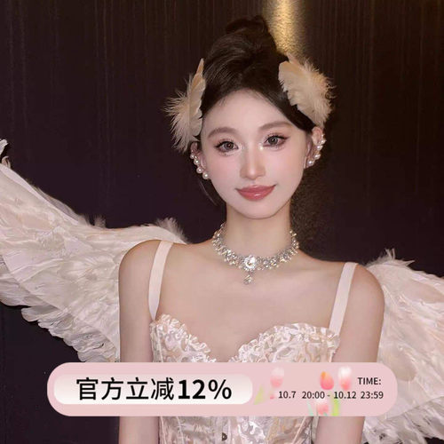 万圣节发饰羽毛发夹cos天使黑白天鹅装扮拍照道具芭蕾新娘配头饰