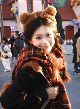 北京环球影城小熊头箍可爱tim毛绒发箍迪士尼游乐园拍照洗脸发饰