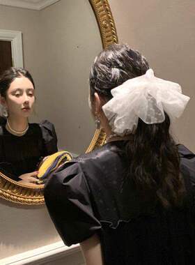 mona张绮贤同款波点蕾丝大肠发圈女高级氛围感公主头花头绳发饰夏