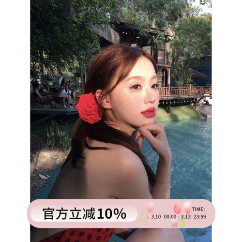 caro同款红色玫瑰花抓夹