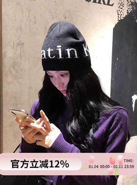 韩国博主同款matink字母针织冷帽ins风秋冬保暖时尚百搭包头帽子